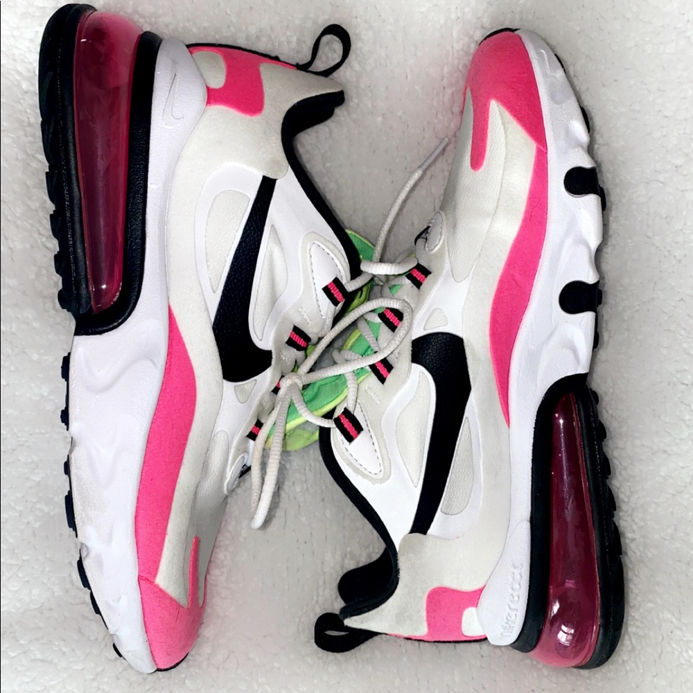 Nike Women's 270 React Athletic Shoes - White, Pink, Black